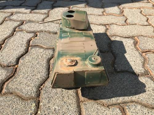 Large solid metal tank - approx 30 cm long x 15 cm wide