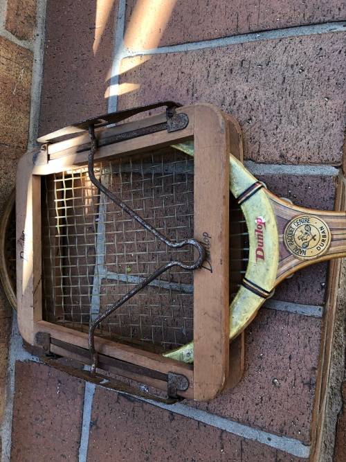 Vintage tennis racquet with press - fantastic for mancave or display