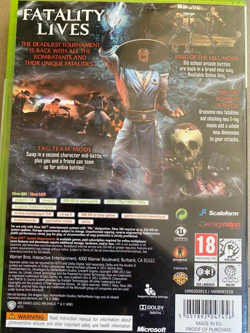 Nice condition XBOX 360 Mortal Combat