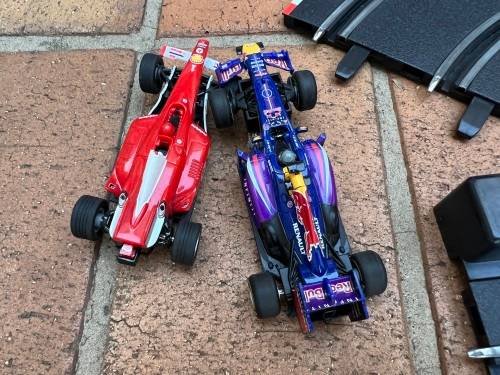 Very large Carrera scalextrix set with 4 cars and many extras