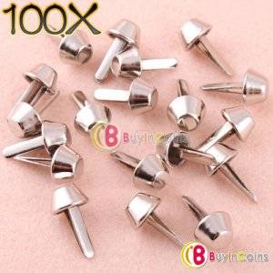 100Pcs 10mm Metal Screwback Flat Head Spikes Stud Punk Bracelet Leather Bag