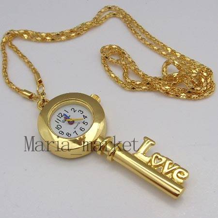 Golden "LOVE" Key Necklace Watch