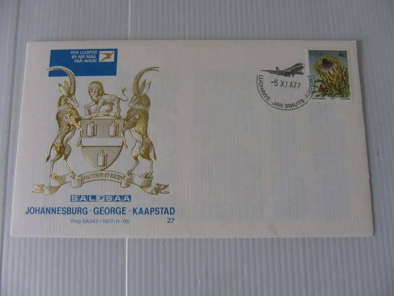 SAA #27 (1977) - JHB, George to Cape Town Illustrated FDC
