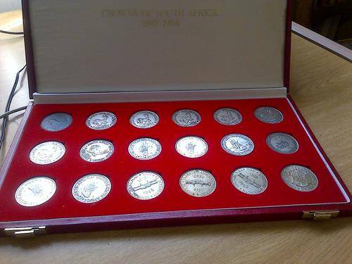 SET OF 18 SILVER CROWNS UNION SA-IN RED CASE-1 DAY AUCTION!!!