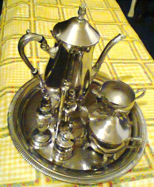 A Vintage Heavy TEA Set with Tray & salts set. In good condition all round.+- 60 Years Old
