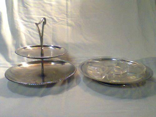 2 Vintage  Items, A Lazy Susan Dip server, 2 tier Bon Bon Server Both in Used Condition.