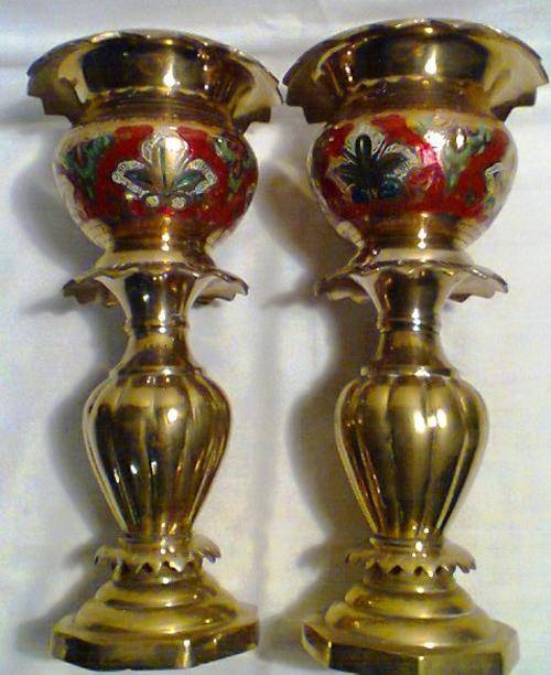 2 x Awesome Brass Vases 295 mm High x 140 mm Wide , Both Look Brand New.