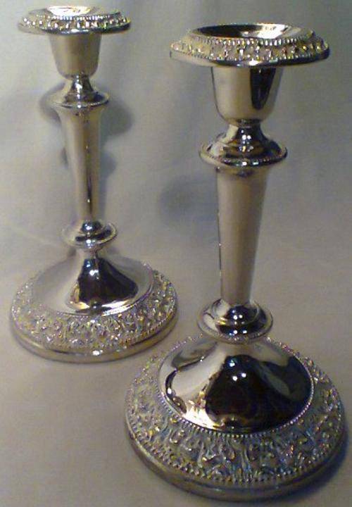 2 X Old Vintage very Heavy Ornate Single Candlestick Plated for that romantic evening