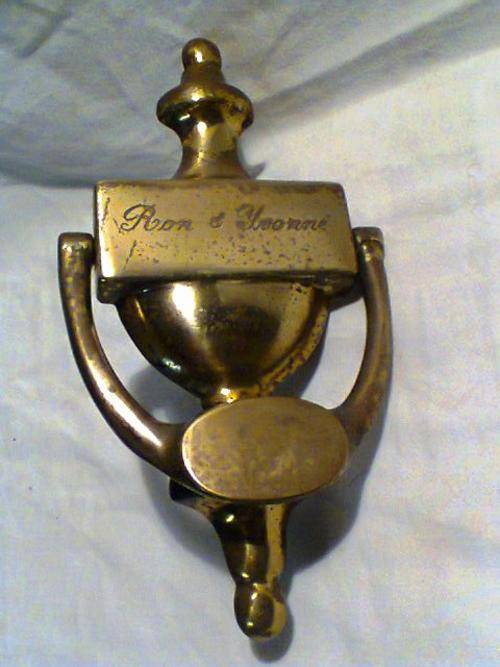 A Very Old Vintage Brass Door Knocker From Ron & Yvonne's Door. In Good Condition for It's Age.