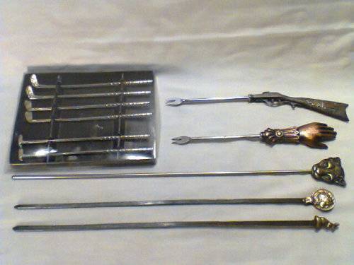A Job Lot of Bar Items,6 Golf stick Swizzle Sticks, 3 Brass Head Skewers, 2 Olive picks, all in 100%