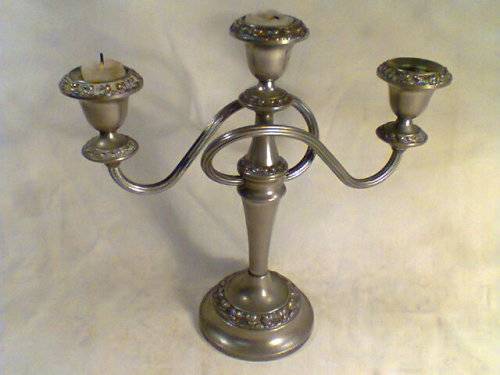1950's "IANTHE" Silver Plated 3 arm Candlestick English made measuring: 255mm Tall x 265mm Wide.