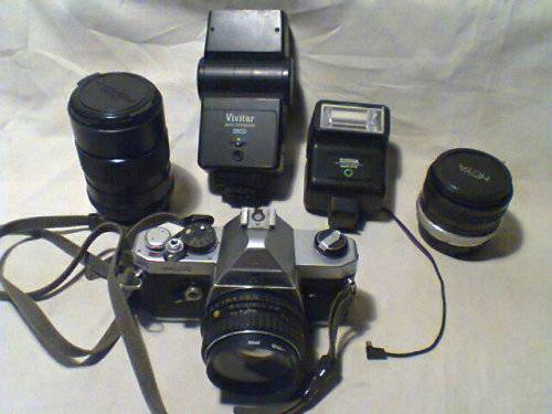 Old Pentax plus it has 3 different lenses to fit it & 2 Flashes.In good used second hand condition.