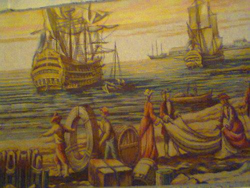Awesome A Very Large Vintage Tapestry called "Vessels" Size: 700mm x 1600mm. In excellent condition.