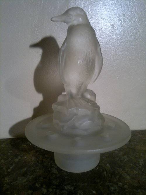 2 x Vintage Frosted Glass Items. A Frog with Bird motif & a decanter both are clean No cracks at all