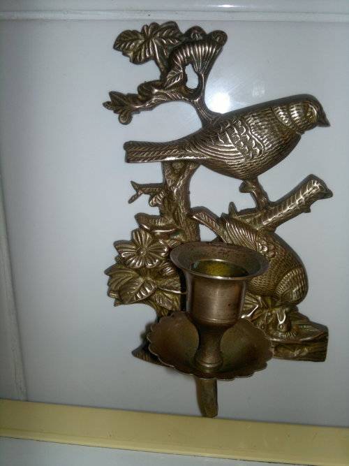 A solid brass attractive Bird motif Candle Holder. Wall Hanging & it's 175mm long.