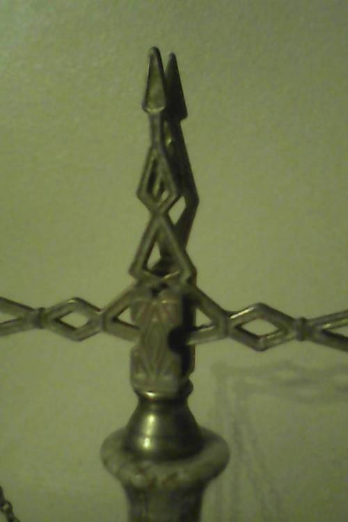 A Rare Vintage  ` Balance Scales of Justice `  Green Onyx and Brass. Size:300mm Tall. In good order.