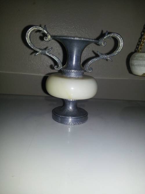 Rare Vintage for the Lawyer`s Desk ` Balance Scales of Justice ` Onyx and Brass. Size:160mm Tall.