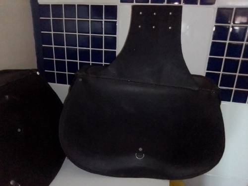 Two Genuine LEATHER Motorcycle side panniers/saddlebags. Still in a good used condition.