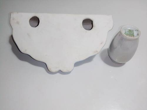 Light Blue Cherub porcelain wall scone and Royal Vermont porcelain Vase.
