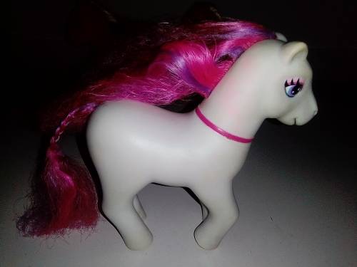 3 x My Little Ponys 2 Dark Pink and a White Butterfly pony`s Stamped `Simba-Toys.