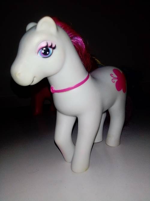 3 x My Little Ponys 2 Dark Pink and a White Butterfly pony`s Stamped `Simba-Toys.