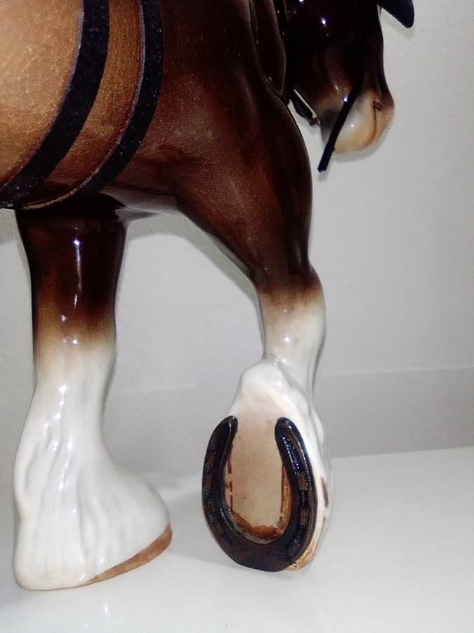 Vintage Large Clydesdale Horse, Vintage Draft Horse Figurine, Work Horse stamped.
