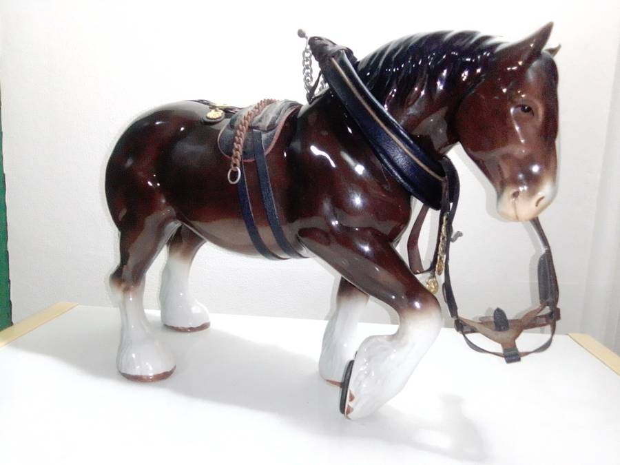 Vintage Large Clydesdale Horse, Vintage Draft Horse Figurine, Work Horse stamped.