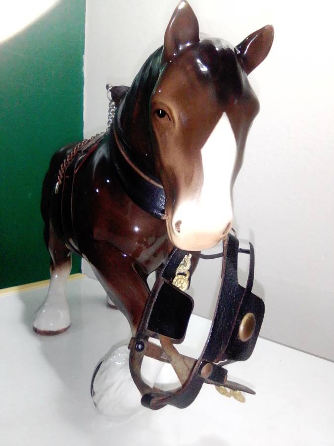 Vintage Large Clydesdale Horse, Vintage Draft Horse Figurine, Work Horse stamped.