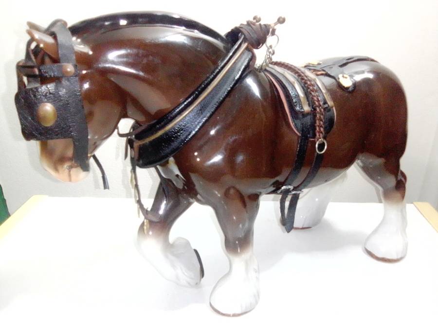 Vintage Large Clydesdale Horse, Vintage Draft Horse Figurine, Work Horse stamped.