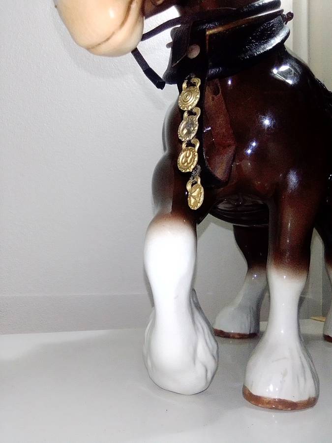 Vintage Large Clydesdale Horse, Vintage Draft Horse Figurine, Work Horse stamped.
