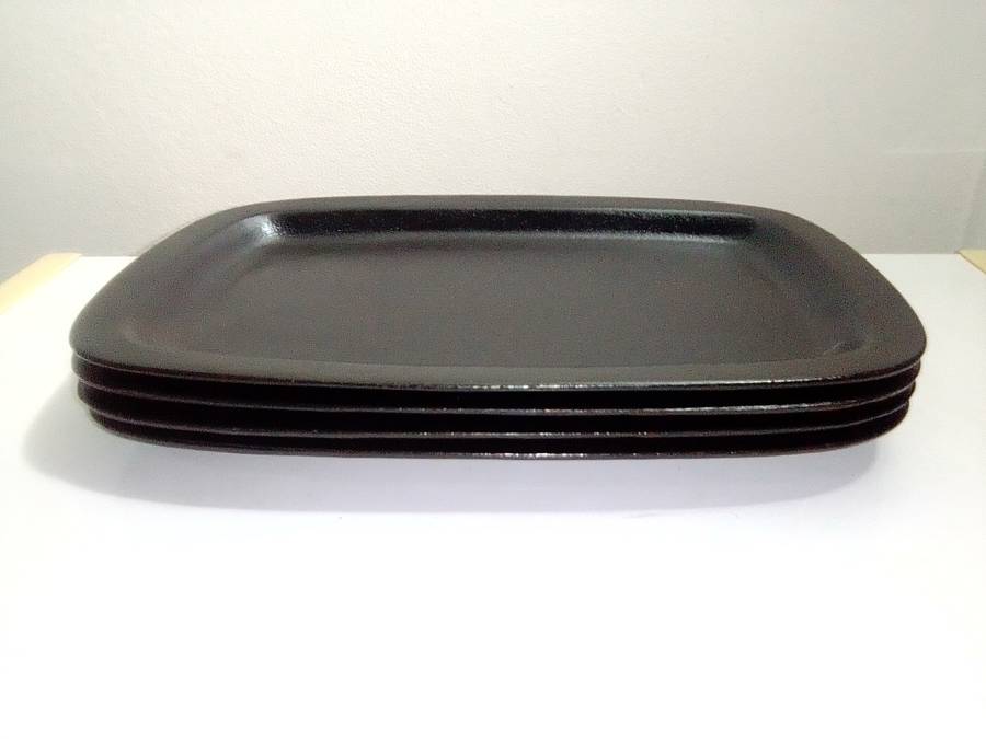 4 Vintage Cast iron Stake plates pre-seasoned and in good used condition.