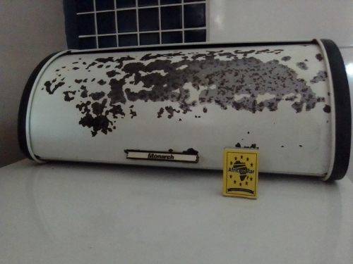 A well used large ` Monarch ` bread bin in original condition, for refurbish in used condition.