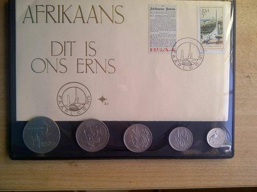 Afrikaans - Ons erns: FDC #2.9; Springbok R1 - 1977 , 50c - 1975, 20c - 1978, 10c - 1972, 5c - 1975
