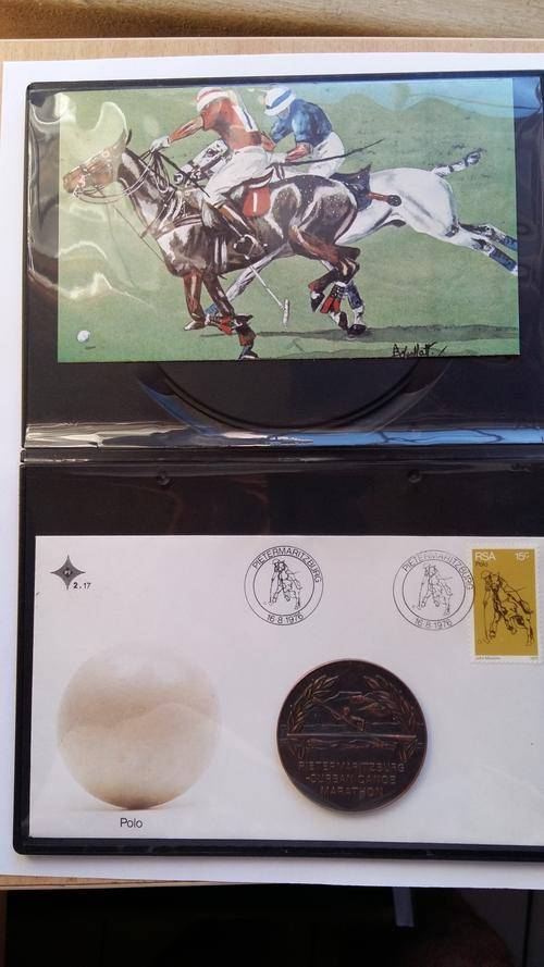 History of Polo In South Africa FDC issued in Pietermaritzburg and Dusi Canoe Marathon Medal