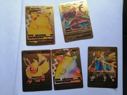 5 x Gold Colored pokemon cards