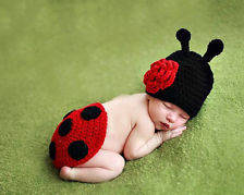 Newborn crochet photography props - Ladybug