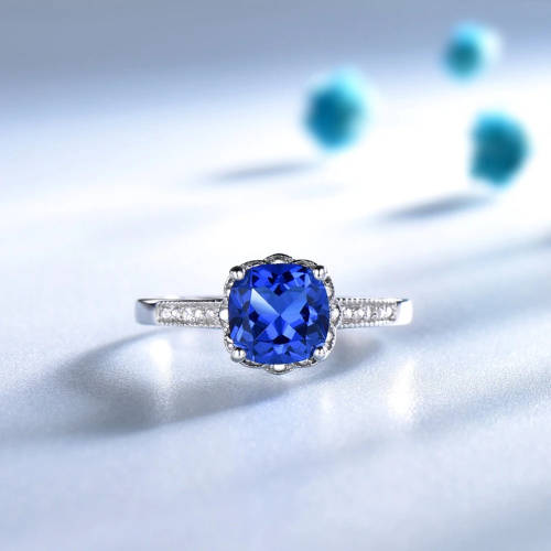 The S925 Silver 2.00 Ct. Cushion Cut Nano Sapphire Engagement Ring