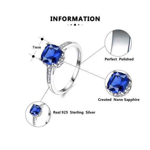 The S925 Silver 2.00 Ct. Cushion Cut Nano Sapphire Engagement Ring