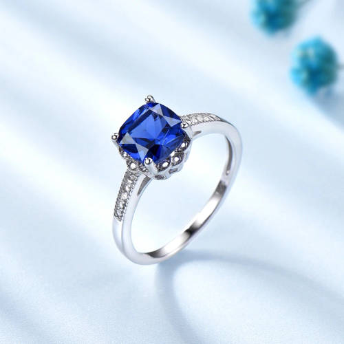 The S925 Silver 2.00 Ct. Cushion Cut Nano Sapphire Engagement Ring