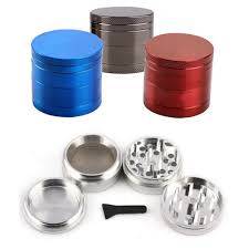 50mm 4 LAYER METAL ALLOY HERB GRINDER WITH HANDLE (GREEN OR BLUE)
