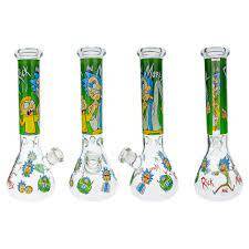 LARGE 50 CM  RICK and MORTY STYLE GLASS WATER/ICE BEAKERSTYLE  BONG ULTRA THICK !1