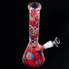 LARGE 50 CM  RICK and MORTY STYLE GLASS WATER/ICE BEAKERSTYLE  BONG ULTRA THICK !1
