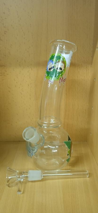 RICK and MORTY WITH ROUND BOTTOM (GLASS BONG WITH REMOVABLE ATTACHMENT)  MED