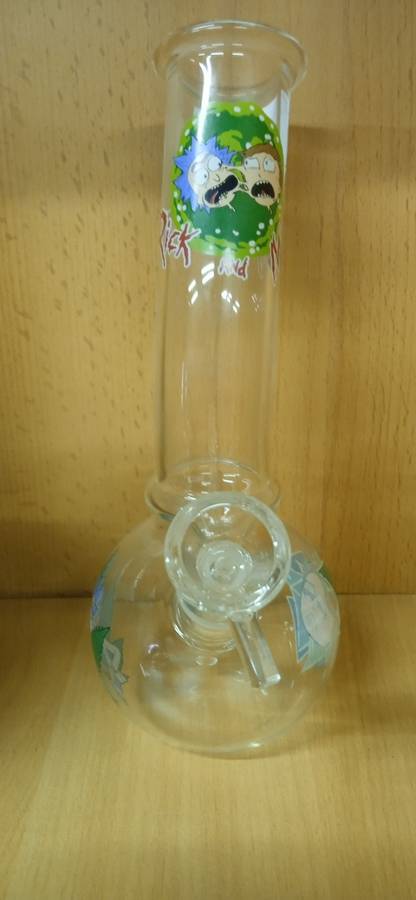 RICK and MORTY WITH ROUND BOTTOM (GLASS BONG WITH REMOVABLE ATTACHMENT)  MED