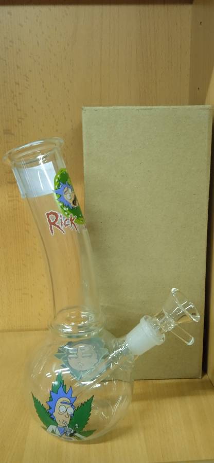 RICK and MORTY WITH ROUND BOTTOM (GLASS BONG WITH REMOVABLE ATTACHMENT)  MED