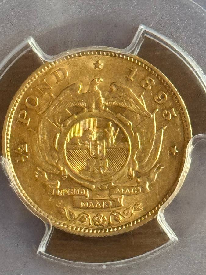 1895 NGC AU55 gold ZAR half pond