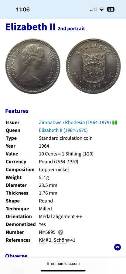 4 Old Rhodesia coins in good condition
