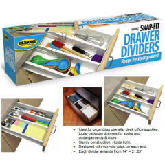 Snap fit drawer divider