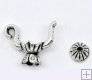 Siver tone teapot charm bead cap set