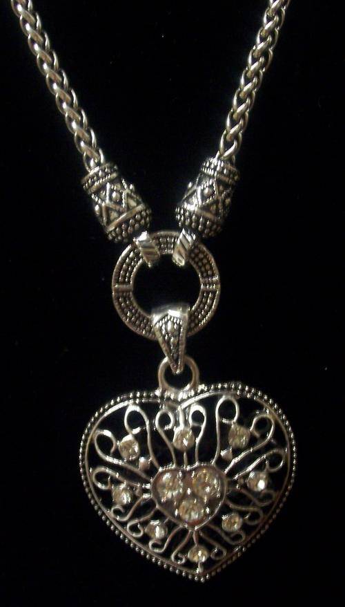 Tibetian silver heart pendant and chain